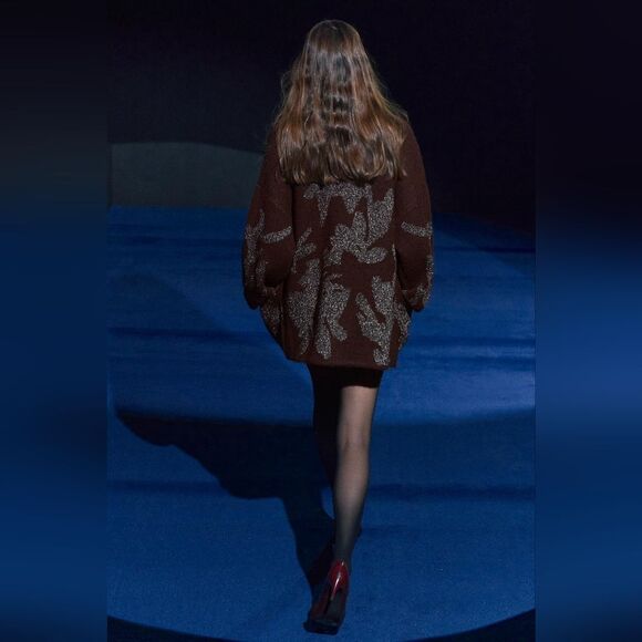 NWT ZARA KNIT COAT WITH METALLIC THREAD Wine | 2756/128/6 - Picture 7 of 16